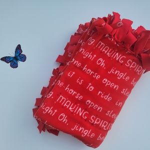 Holidays Extra Large Adult Jungle Bells lyrics print fleece blanket throw 58x90.